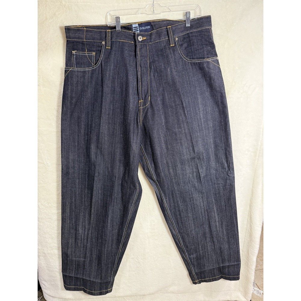 Evolution In Design Big Mens Indigo Blue Denim Jeans Tag 42x34 Measure‎ 44x34.5